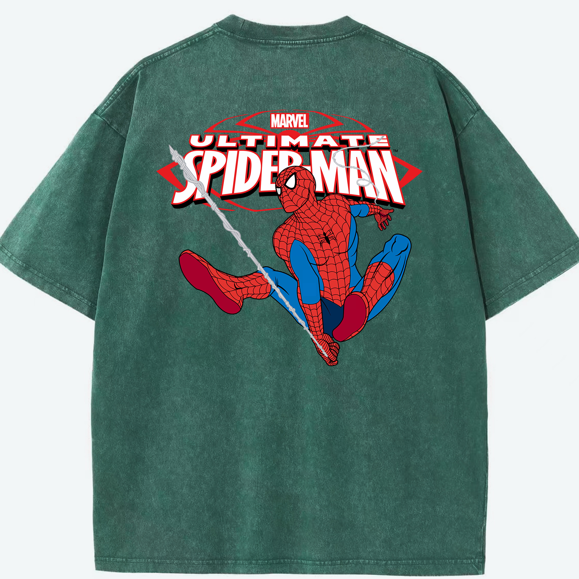 （画像用） Spider Man スパイダーマン 綿100% ヴィンテージ風 半袖Tシャツ（背面プリント）